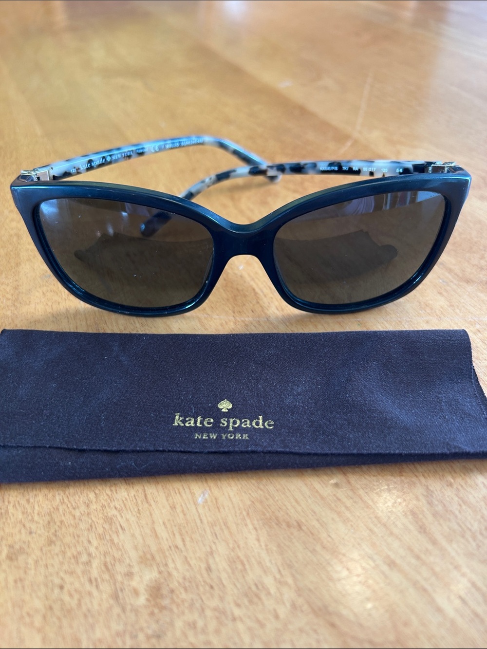 kate spade Polarized Black Cat-Eye Sunglasses with Tortoiseshell Temples
